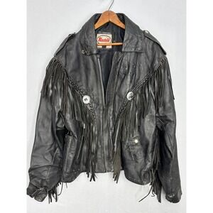 Rodeo-Style Black Leather Fringe Jacket